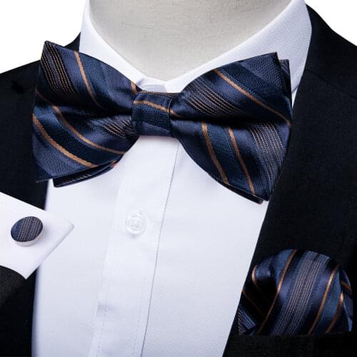 Fashion Paisley Floral Check Bow Tie Handkerchief Set Men Butterfly Wedding Carvat With Cufflinks Groom Tuxedo Bowties DiBanGu