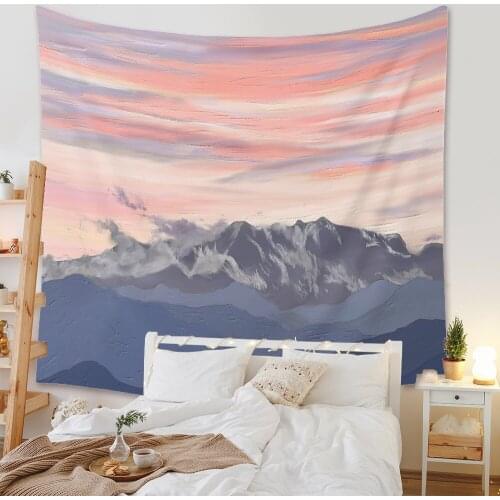 Oil Painting Tapestry Sea Mountain Landscape Wall Hanging Tapestry Blanket Home Decoration for Bedroom Mandala Wall Art Decor
