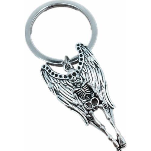 Angel Wings Skull Keychain For Keys Car Bag Charm Key Ring Handbag Couple Vintage Silver Key Chain Jewelry NEW Accessories