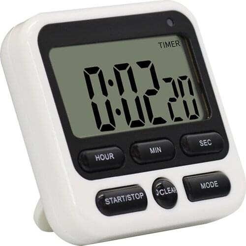 LCD Digital Screen Kitchen Timer Large Display Digital Timer Square Cooking Count Up Countdown Alarm Clock Sleep Stopwatch Clock
