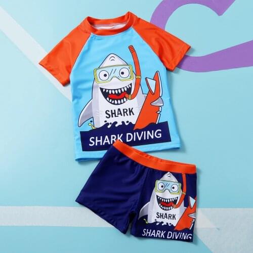 Summer Toddler Infant Kids Boys Sharks Printed Short Sleeve Tops Swimwear Swimsuit Short Beachwear Set maillot de bain enfant#p4