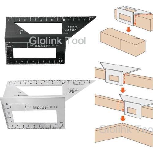 Aluminum Alloy Woodworking Ruler Multifunctional Square 45 degree 90 degree Gauge Angle Protractor Over the ruler Measureming