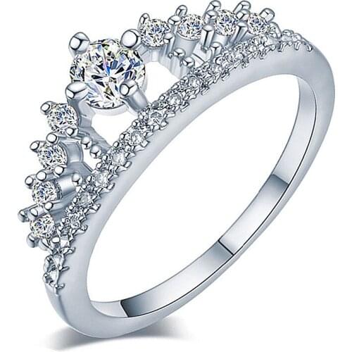 Micro-inlaid crystal rose gold crown ring high-end atmospheric female jewelry engagement rings