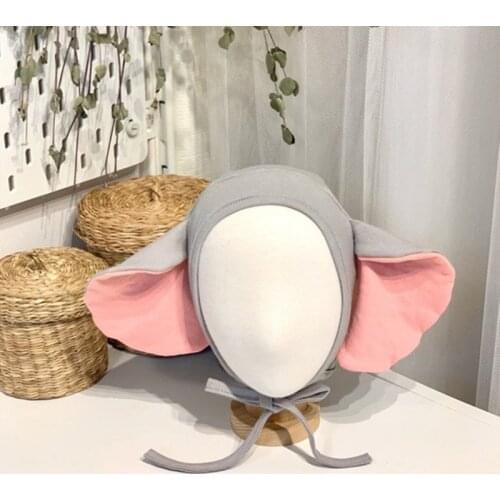 Cute Children Baby Boy Girl Hat Cap Lace Up Skullies Beanies Elephant Big Ears Kids Bebe Hats Caps Newborn Photograph Prop 0-3T