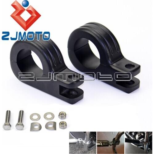 Motorcycle Aluminum Black 1 1/2 inch Engine Guard Bars Clamp Footpegs Mount Clamp Kits Highway Engine Guard For Harley Custom