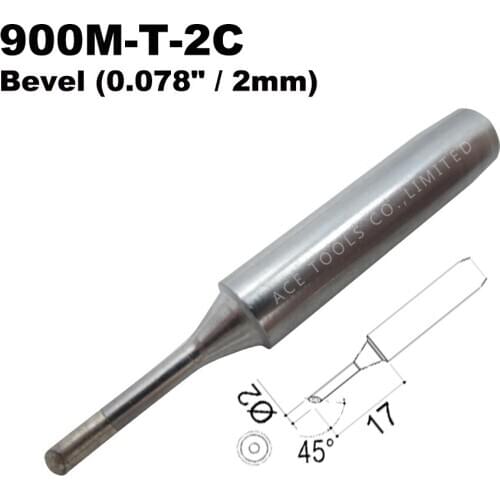Soldering Tip 900M-T-2C Bevel 2mm for Hakko 936 907 Milwaukee M12SI-0 Radio Shack 64-053 Yihua 936 X-Tronics 3020 Iron Bit