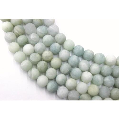 Natural Matte Blue Aquamarines Stone Round Loose Beads Strand 6/8/10/12MM For Jewelry DIY Making Necklace Bracelet