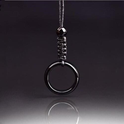 Natural Agate Jade Ring Pendant Jewelry Lucky Exorcise Evil Spirits Safety Auspicious Amulet Jade Pendant Fine Jewelry