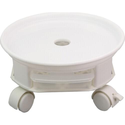 Natural Resin Plant Caddy Round Plant Dolly with Universal Wheels and Water Drawer - White