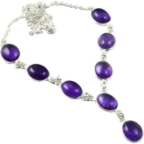NiaoZaiFei YunZaiKan Nature Amethyst Necklace 925 Sterling Silver, 45 cm, MHBNE0040