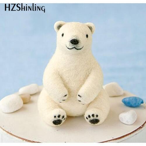 Non-Finished Felt Kit Korean Craft Handmade White Bear Toy Doll Wool Felt Poked Kitting DIY Gift Cute Animal Wool Felting