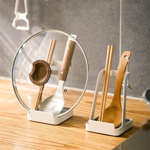 Nordic Kitchen Pot Cover Rack Organizer Iron Pot Lid Shelf Shovel Storage Container Spoon Spatula Ladle Holder Cookbook Stand