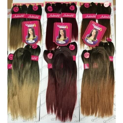 Adorable Synthetic Hair Extension Weave Bundles With Closure/ YAKI WAVE 4PCS+1 Set /8-14inch Natural Color African American Afro