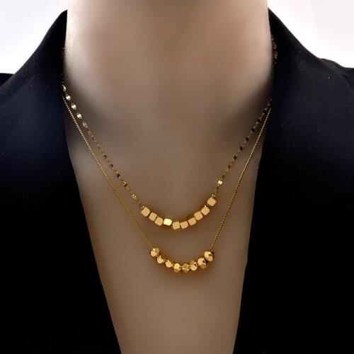 Inserts No fading Stainless steel sweet Collarbone Necklace fashion lucky beads charm pendant gift for women jewelry