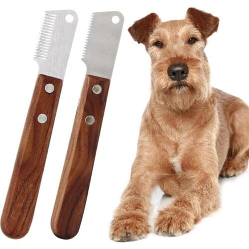 Professional Dog Comb Stainless Steel Wooden Handle Stripping Knife Pet Hair Remover Pluck Excess Undercoat Accessories