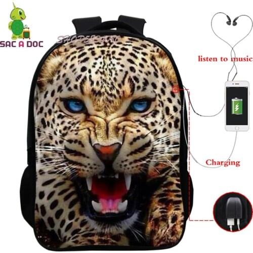 Cool 3D Animal Lion Backpack Kindergarte Rucksack Men Bookbags Mochila Children School Bag for Boys Girls School Bags Backpacks