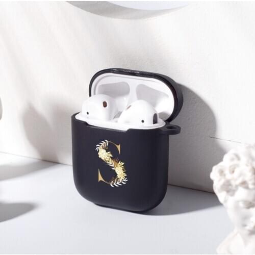 Dropshipping For AirPods Case 26 Letters DIY Name Initial Cover Silicone Cute Luxury Funda AirPod 2 Earphone Accessories