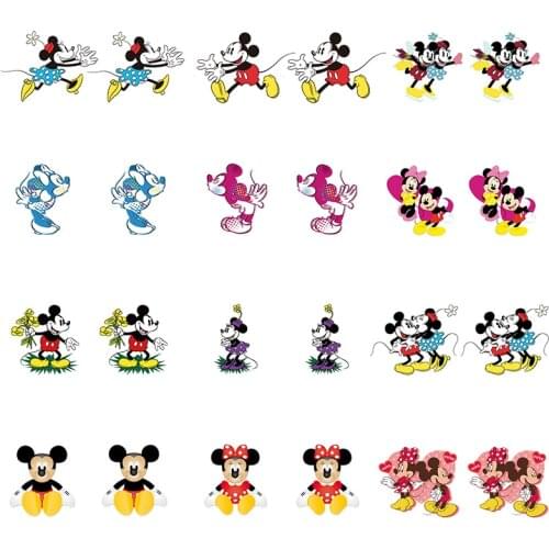 Disney Mickey Mouse Mickey Minnie Q Version Play Cartoon New Heat Shrinkable Ear Clip Epoxy Resin Clip Earrings