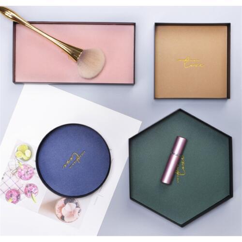 Nordic Iron Geometric Storage Tray Key Wallet Leather Storage Box Sundries Cosmetics Jewelry Display Storage Plate Home Decor