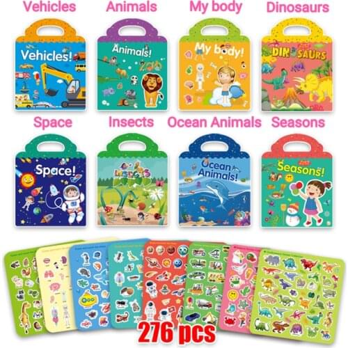 Children Sticker Books 8 Different Scenes Educational Toys for Kids Stickers Keep Kids Concentrated Reusable Static Sticker