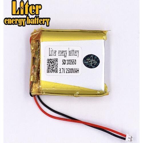 1.5MM 2pin connector 3.7V 103550 2500mah Custom ultra thin Rechargeable li-ion batteries lipo battery with wires