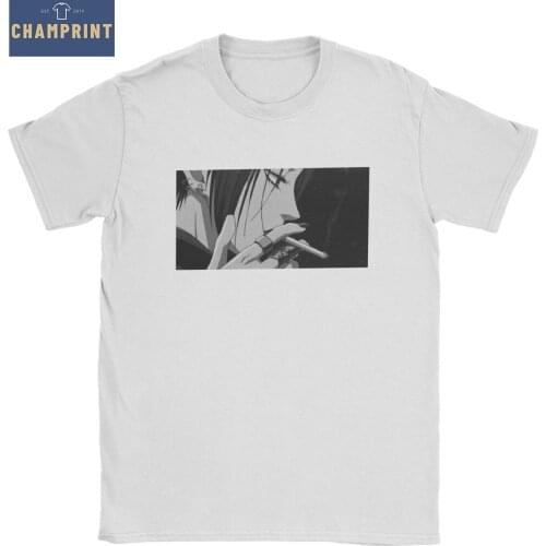 Vintage Anime Girl Smoking NANA T-Shirts for Men Round Collar 100% Cotton T Shirts Short Sleeve Tee Shirt Plus Size Tops