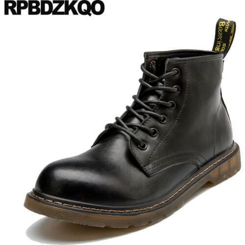 Waterproof High Top Ankle Casual Designer Retro Combat Boots Lace Up Military Men Army Outdoor Plus Size Booties Shoes Black