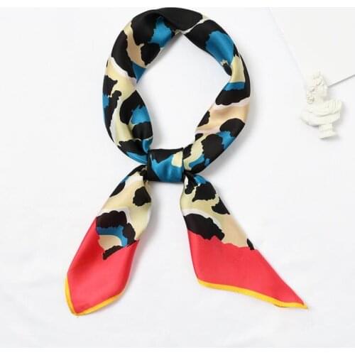 Yishine 70x70cm New Women Multifunction Polyester Silk Scarf Sexy Leopard Printed Satin Small Square Wraps Scarves Shawl Shawls