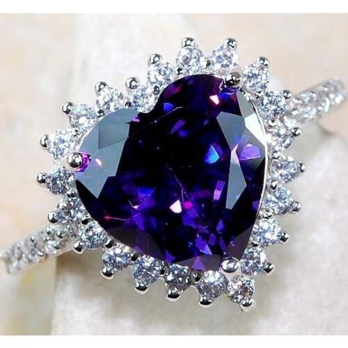 Fashion Crystal Heart Shaped Wedding Rings Womens Zircon Rings Glamour Jewelry Dropshipping