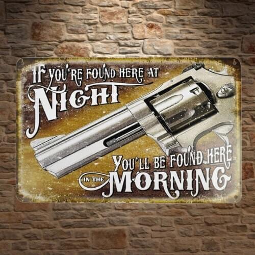 1 pc No trespassing warning weapon Guns Tin Plates Signs wall Room man cave Decoration bar Art retro shabby vintage Poster metal