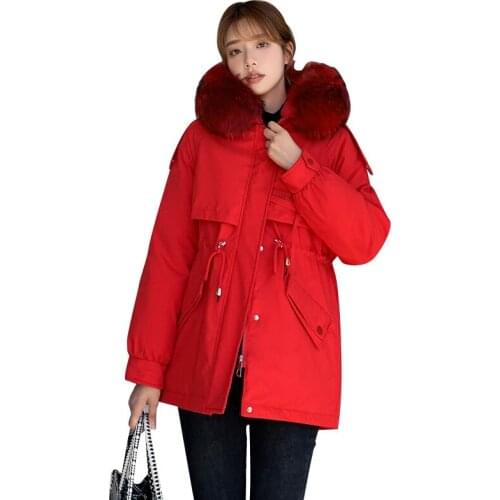 Winter Warm Jacket Female 2021 Fashion Thin Waist Coat Women Winter Thicken Warm Fur Lining Down Cotton Parkas Female Coat
