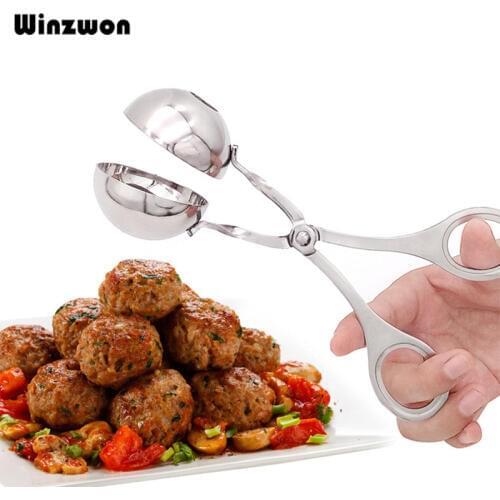 1Pcs Stainless Steel Meatball Maker Tong Meat Ball Maker Sushi Rice Ball Ice Cream Ball Scoop Christmas Kitchen Meat Baller Tool