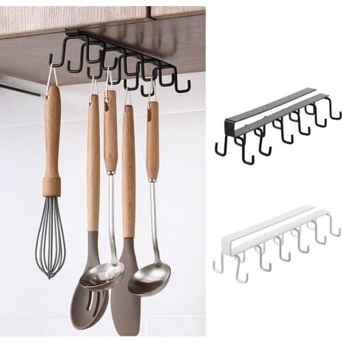 1pc Double-row Hook Punch-free Hanging Cup Holder Home Cupboard Shelf Closet