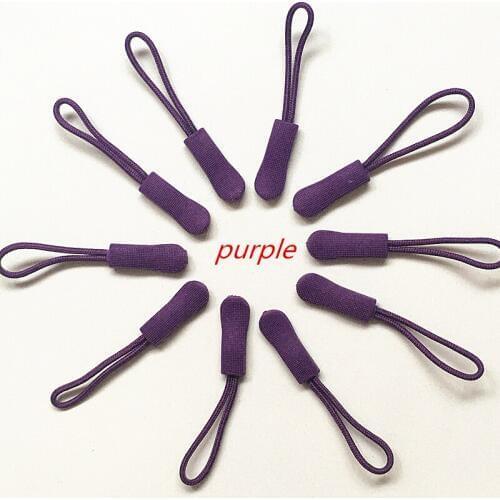 10pcs purple Zipper Pulls Strong Nylon Cord Non-slip with Rubber Gripper Pull To Fit Any Zipper