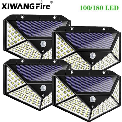 100/114 LED Solar Light Outdoor Waterproof Solar Powered Lamp PIR Motion Sensor Street Light for Garden Decoration 3 Modes
