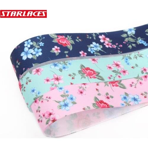 100yards25mm blue white flowers printed ribbon polyester ribbon DIY gift wrapping holiday party decoration Hair accessories