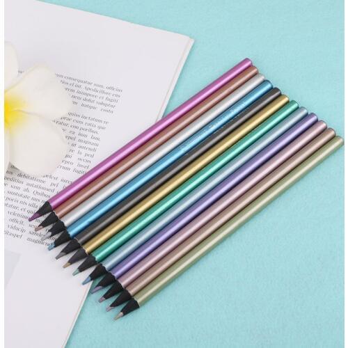 12Pcs Metallic Non-Toxic Colored Drawing Pencils 12 Color Drawing Sketching Pencil