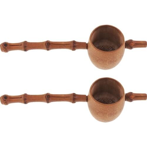 2x Bamboo Tea Strainer Infuser Tea Filter Punching Hole Spoon Loose Tea Leaf