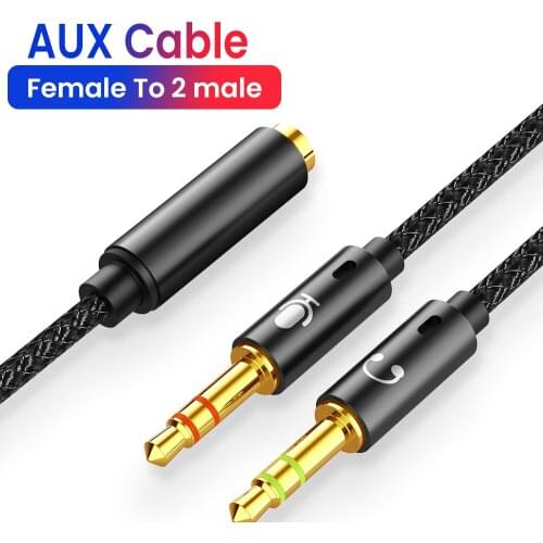3.5mm Jack Microphone Headset Audio Splitter Cable Female to 2 Male Headphone Mic Aux Extension Cables For Phone Computer Cabo