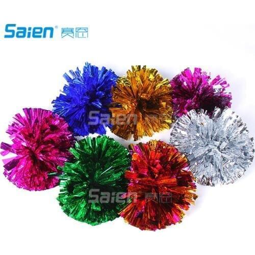 Christmas Festival Dance Cheerleading Gold Hand Ball Pom Poms Ball-Flower Cheerleaders Cheer for Sports Meet Games 30-35cm 50pcs