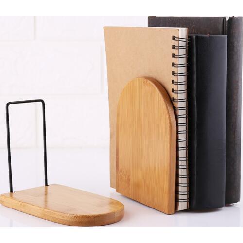 Nature Bamboo Desktop Organizer Office Home Bookends Book Ends Stand Holder Shelf Bookrack