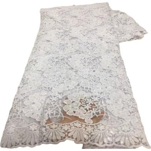 White African Tulle Fabric Sequins French Nigerian Fabric 5 Yards High Quality Glitter Fabric For Wedding Dress Sewing Orange