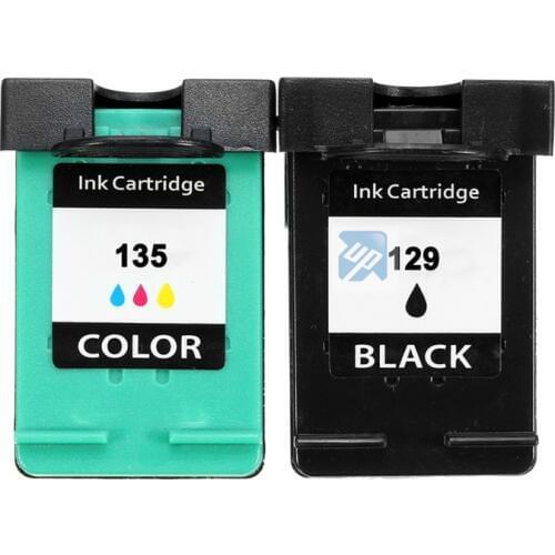UP brand 1 BK + 1 C compatible ink cartridge replacement for 129 135 C9364HE C8766HE Printer Ink Cartridge