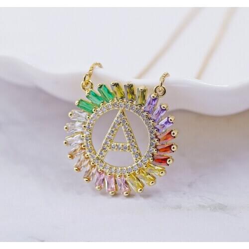 Trendy Letter Pendant Necklace Women CZ cubic zirconia 26 Initials A - Z Letter Gold Chain Necklaces For Female Fashion Jewelry