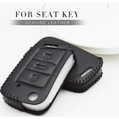 Real Leather Car Key Cover Case For Seat Leon MK2 MK1 FR Ibiza FR MK3 1M Arona Toledo Altea Key Ring Chain Styling Accessories