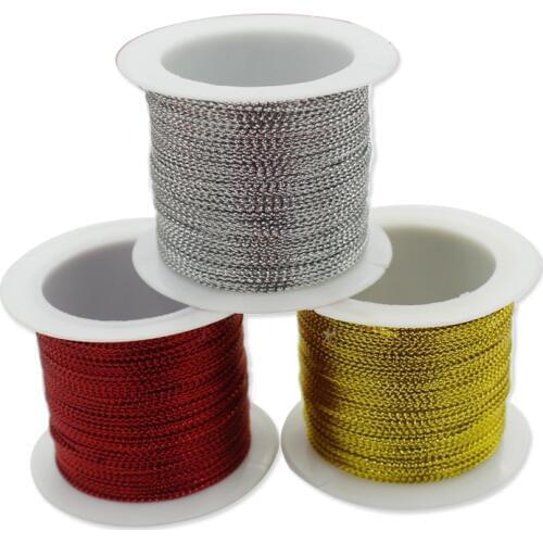 Gold Silver Ropes For Jewelry Tag Round Cords 20 Meters For Gift Package Wire Silver Decorative Strings For Cake Box