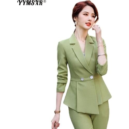Two-piece Elegant Womens Office Suit Autumn and Winter New Fashion Slim and Elegant Ladies Jacket Fashion High Waist Trousers