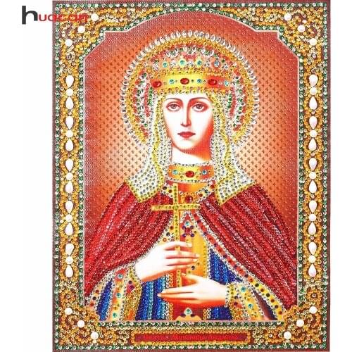HUACAN Special Shaped Diamond Painting icons 5D Crystal Round Diy Home Decor Mosaic Diamond Embroidery Religious 22x28CM