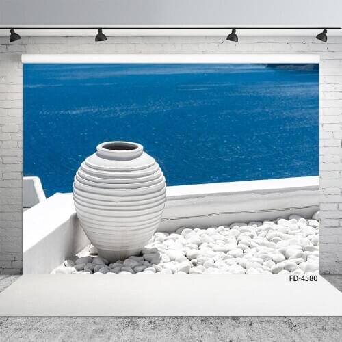 Art Jar White Stone Blue Sea Scenery Backgrounds Children Young Portrait Photography Backdrops For Photophone Photo Studio Props