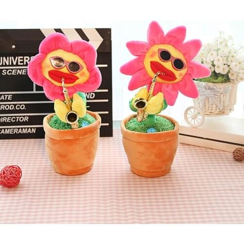 Swing Toys Blow Saxophone Simulation Sunflower Plush Toys Electric Bluetooth Enchanting Simulation Sunflower Playing